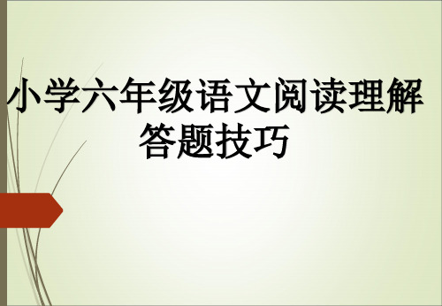 小学六年级语文阅读理解答题技巧PPT课件