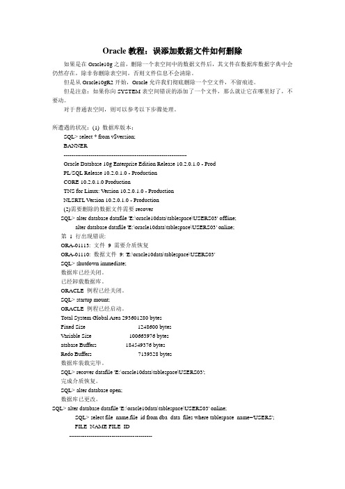 Oracle教程：误添加数据文件如何删除