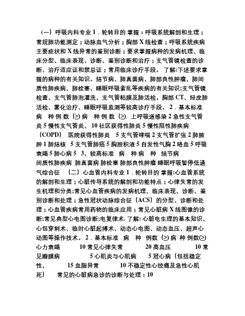 内科-住院医师规范化培训-简易大纲要求(精)