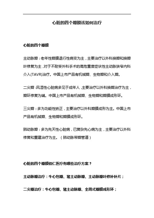 心脏的四个瓣膜该如何治疗