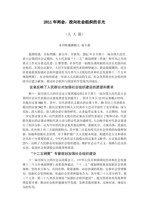 2011年两会,投向社会组织的目光