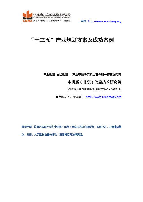 “十三五”产业规划方案及成功案例-中机院