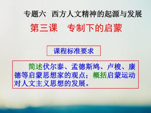 2017_2018学年高中历史专题六西方人文精神的起源与发展6.3专制下的启蒙教学能手示范课课件人民版必修3