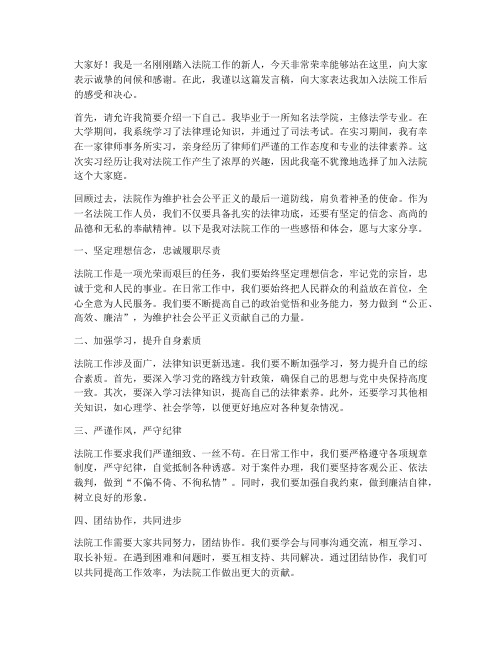 法院工作新人发言稿
