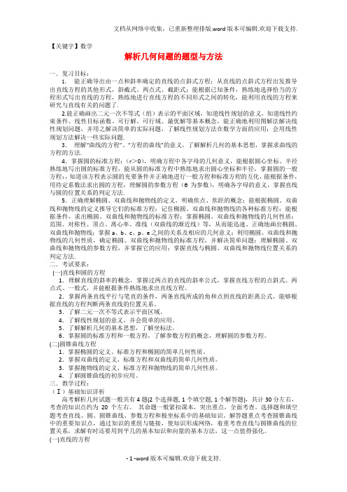 【数学】高考数学解题方法攻略解析几何理