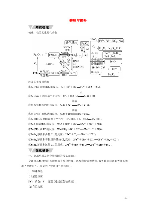新教材高中化学第三章铁金属材料整理与提升学案新人教版必修1