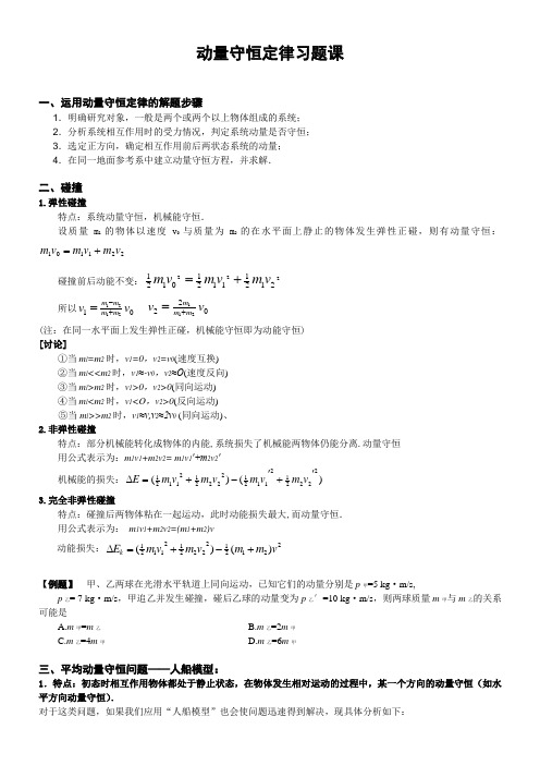 高中物理动量守恒定律习题课