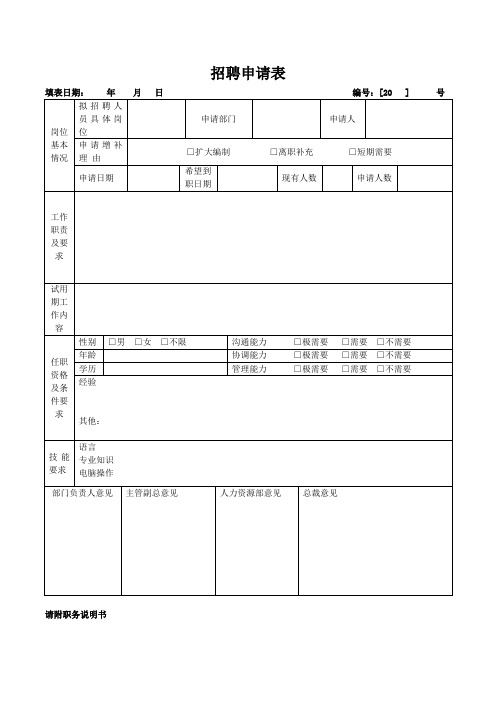 招聘申请表