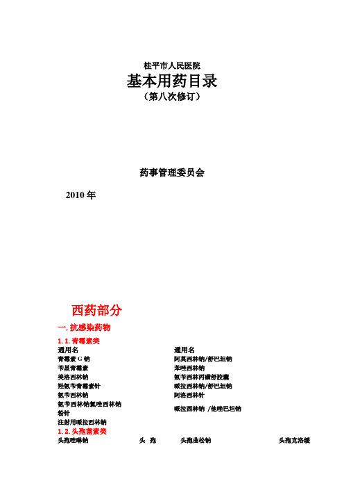 市人民医院基本用药