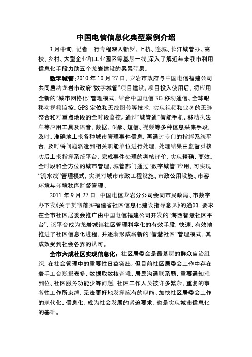 中国电信信息化典型案例介绍【VIP专享】