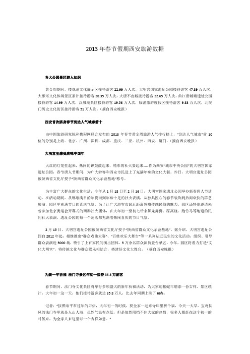 2013年春节假期西安旅游数据