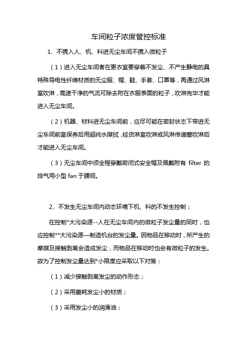 车间粒子浓度管控标准