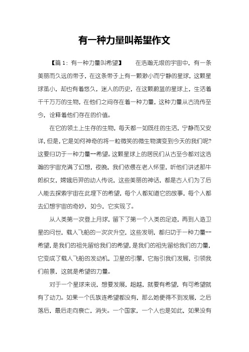 有一种力量叫希望作文