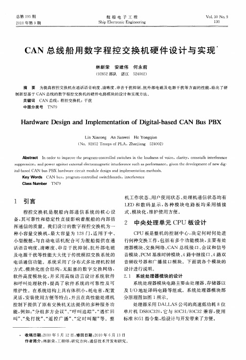 CAN总线船用数字程控交换机硬件设计与实现