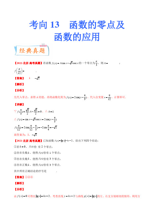 函数的零点及函数的应用(重点)-备战2023年高考数学一轮复习考点微专题(新高考地区专用)(解析版)