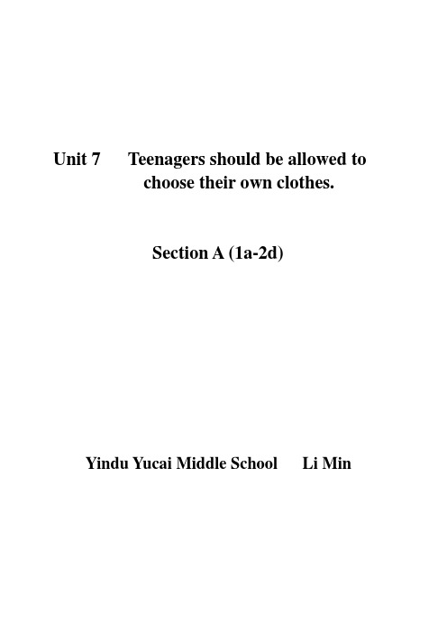 英语人教版九年级全册unit7SectionA教案
