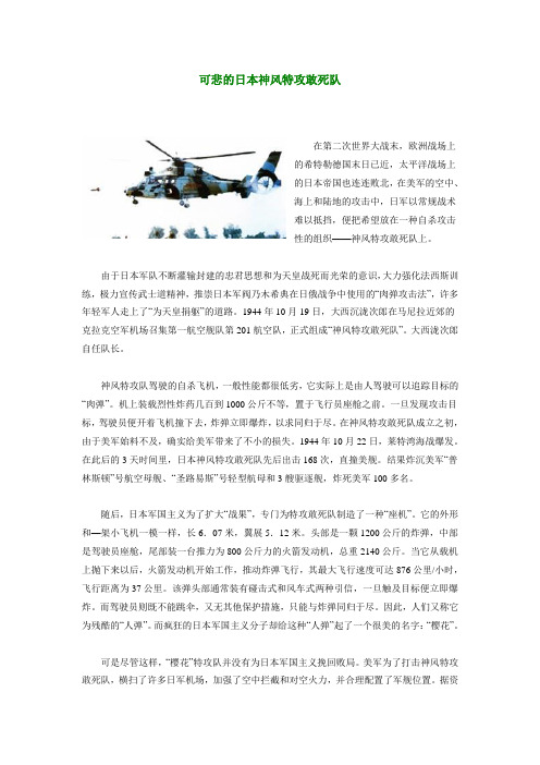 可悲的日本神风特攻敢死队