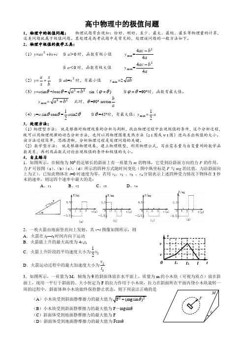 高中物理常见题型极值问题专题整理(带答案)