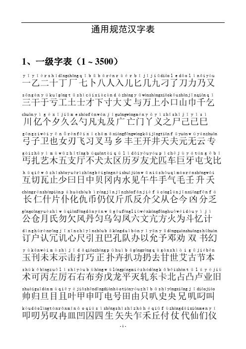 通用汉字表(常用字一二级带拼音)[1]
