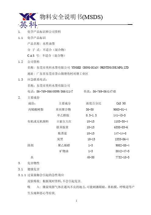 MSDS水性油墨