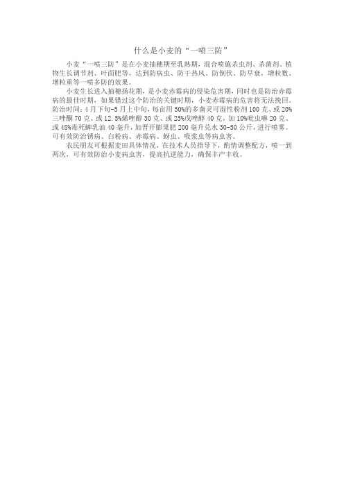 什么是小麦的‘一喷三防’