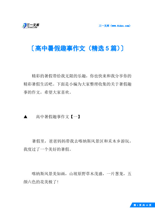 高中暑假趣事作文(精选5篇)