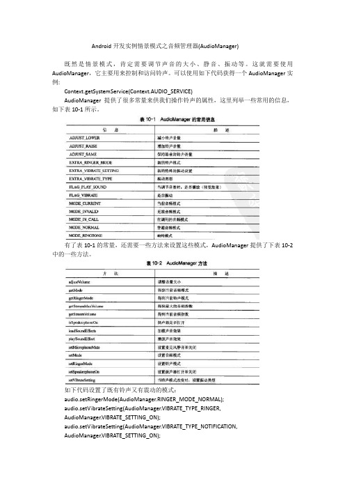 Android开发实例情景模式之音频管理器(AudioManager)