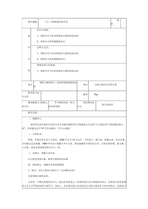 大树和我们的生活