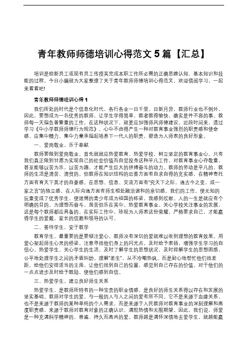 青年教师师德培训心得范文5篇【汇总】