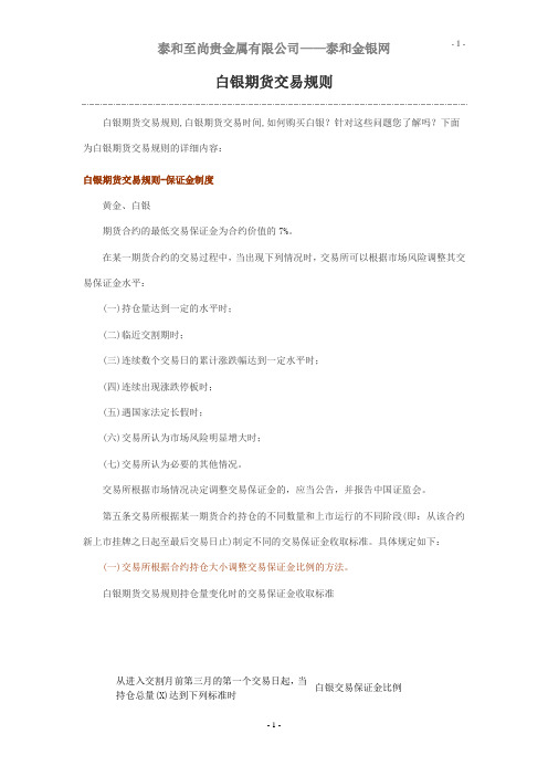 白银期货交易规则
