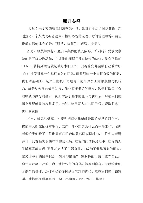 魔鬼训练心得