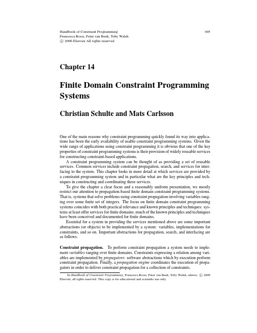 Finite Domain Constraint Programming Systems