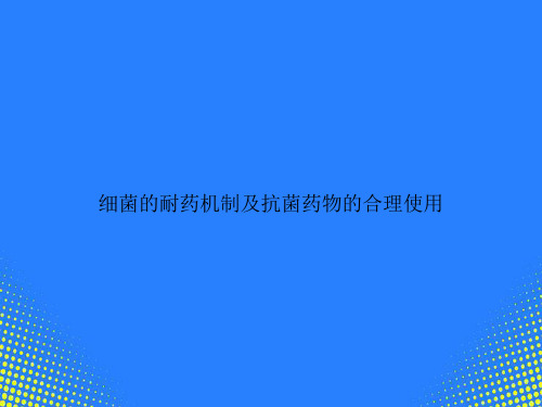 【精选文档】细菌的耐药机制及抗菌药物的合理使用PPT