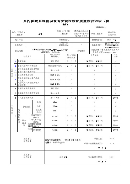 室内供暖系统辅助设备安装检验批质量验收记录(模板)