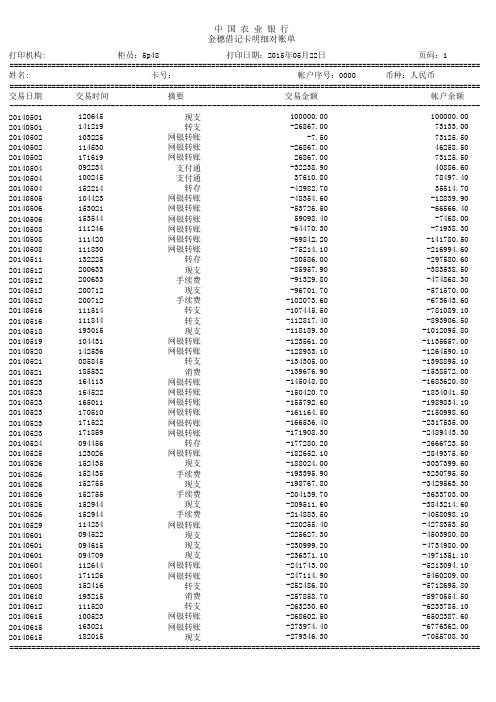 农行最新流水对账单电子模版