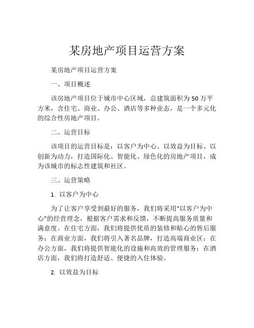 某房地产项目运营方案