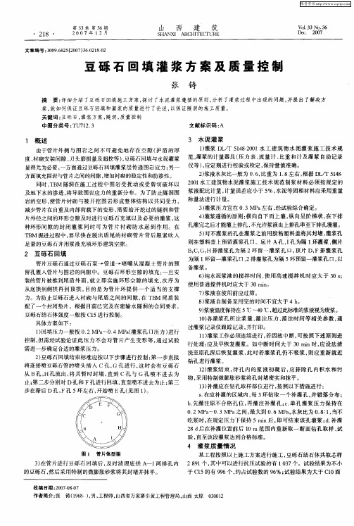 豆砾石回填灌浆方案及质量控制