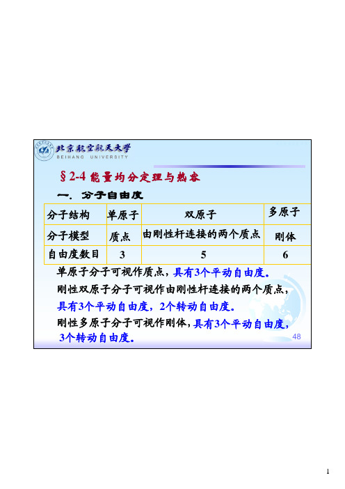 能量均分定理与热容 一 分子自由度