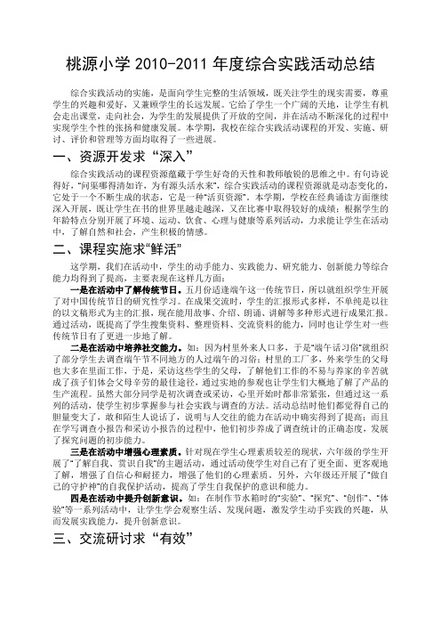 桃源小学20102011年度综合实践活动总结