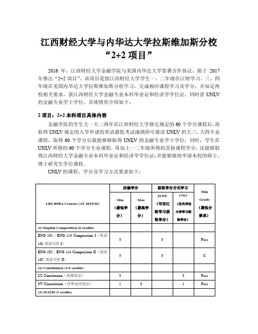 江西财经大学与内华达大学拉斯维加斯分校22项目