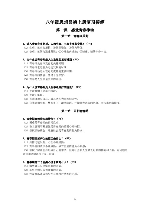 北师大版八年级上册思想品德复习提纲