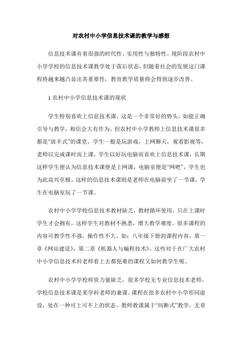 对农村中小学信息技术课的教学与感想