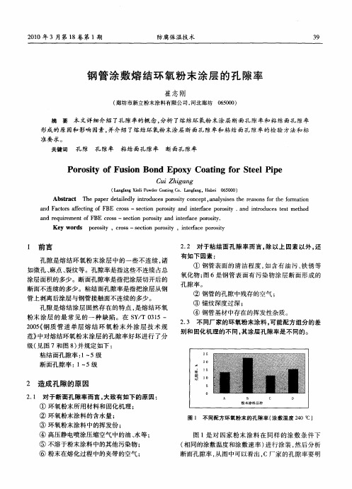钢管涂敷熔结环氧粉末涂层的孔隙率