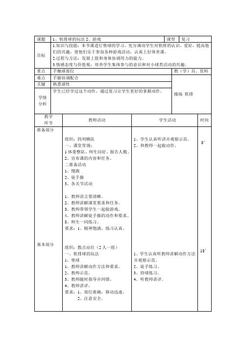 新人教版五至六年级体育下册《球类运动  3.软式排球  4.发展排球活动能力的练习与游戏》公开课教案_15