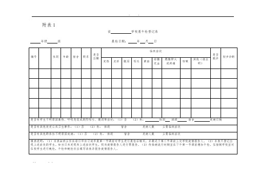 学校晨午检及因病缺课相关登记表格模板