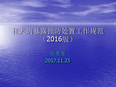 狂犬病暴露预防处置工作规范2016版