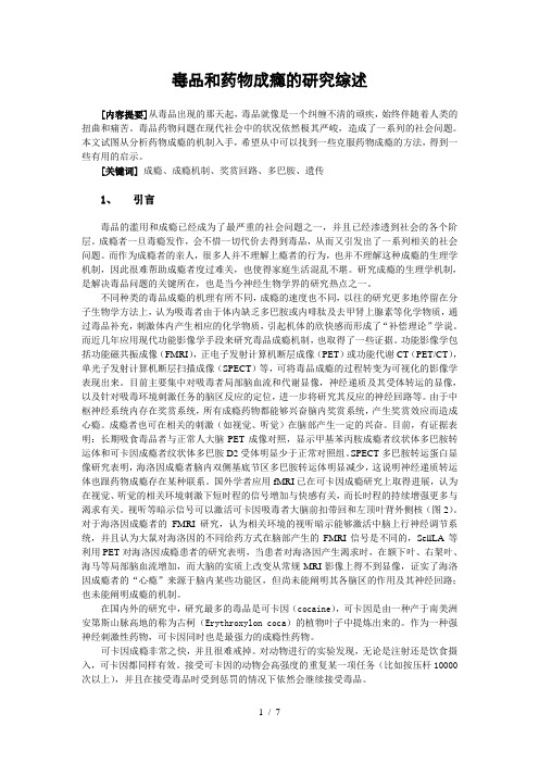毒品成瘾的研究综述