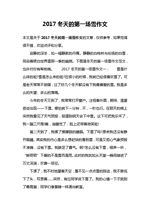 2017冬天的第一场雪作文