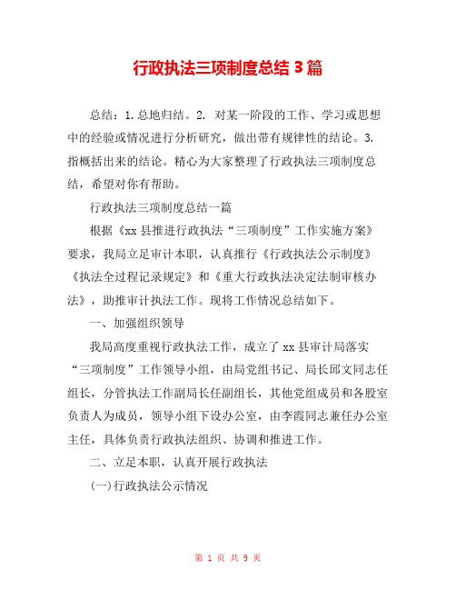 行政执法三项制度总结3篇