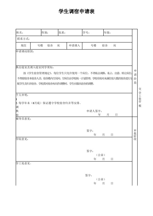 学生公寓管理相关表格(全套)